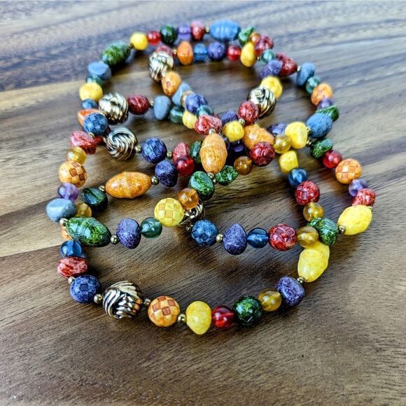 Colorful Long Stone Bead Necklace - Picture 6 of 7